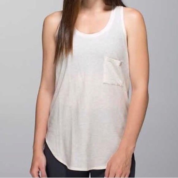 lululemon athletica Tops - Lululemon heathered angel white yogi racerback